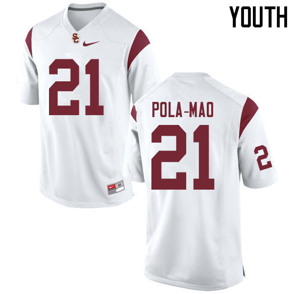 Youth #21 Isaiah Pola-Mao USC Trojans College Football Jerseys Sale-White - Click Image to Close